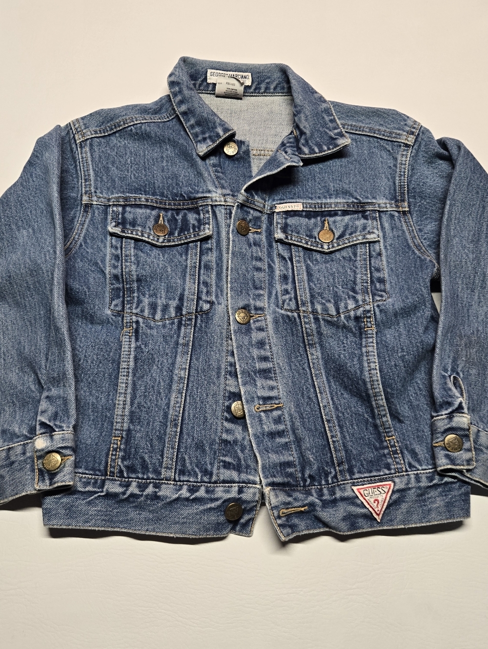 Vintage Authentic 80s GUESS George Marciano Youth 7 Blue Denim Jean Jacket